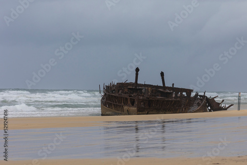 Ship wreck on beach of Fraser Island photo