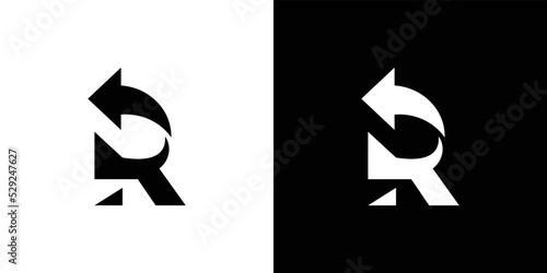 Modern and cool letter R combination direction logo design