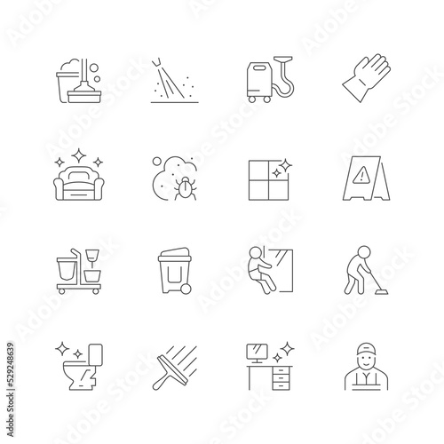 Industrial cleaning line outline icon isolated on white