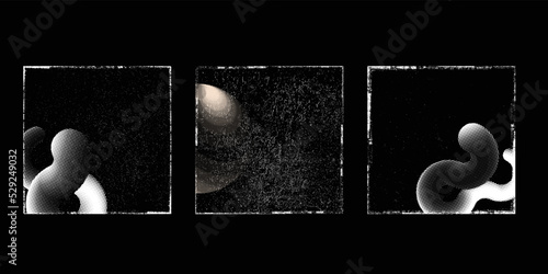 Social media covers with tiny roughen border frames and screen print textures . . grunge style . Post frame stories templates. Layout for promotion .Media banner .Vector 