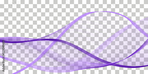 Purple wave swirl swoosh. Transparent flowing wavy curve line, abstract banner design. Dynamic undulate movement, air wind veil. Vector illustration