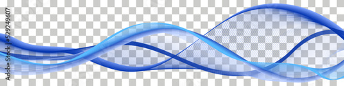 Blue wave swirl swoosh; undulate transparent curve lines; dynamic flowing sea water; soundwave movement. Teal blue smooth color flow. Banner design isolated, vector illustration