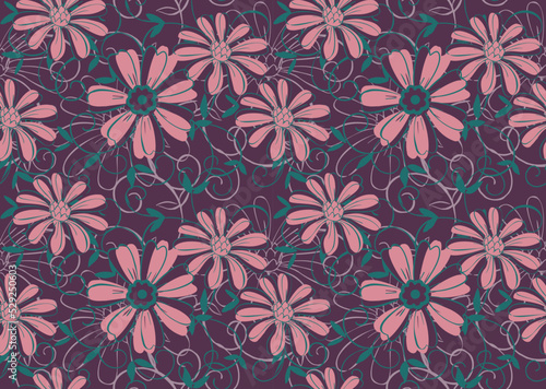 Pattern for textile, wallpaper, pattern fills, covers, surface, print, gift wrap, scrapbooking, decoupage. Seamless pattern. Ready for textile print. Trendy Seamless Floral Pattern In Vector.