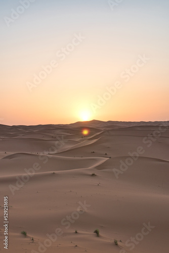Dunes in the Sahara desert at sunrise, the desert near the town of Merzouga, a beautiful African landscape © Miriam