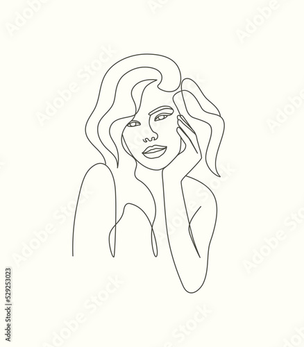 Thinking position woman elegant line art