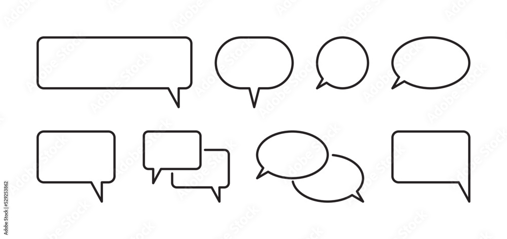 Obraz premium Chat bubble and speech bubble set flat vector illustration.
