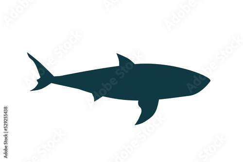 Blue shark silhouette on transparent background