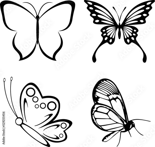 set of butterflies