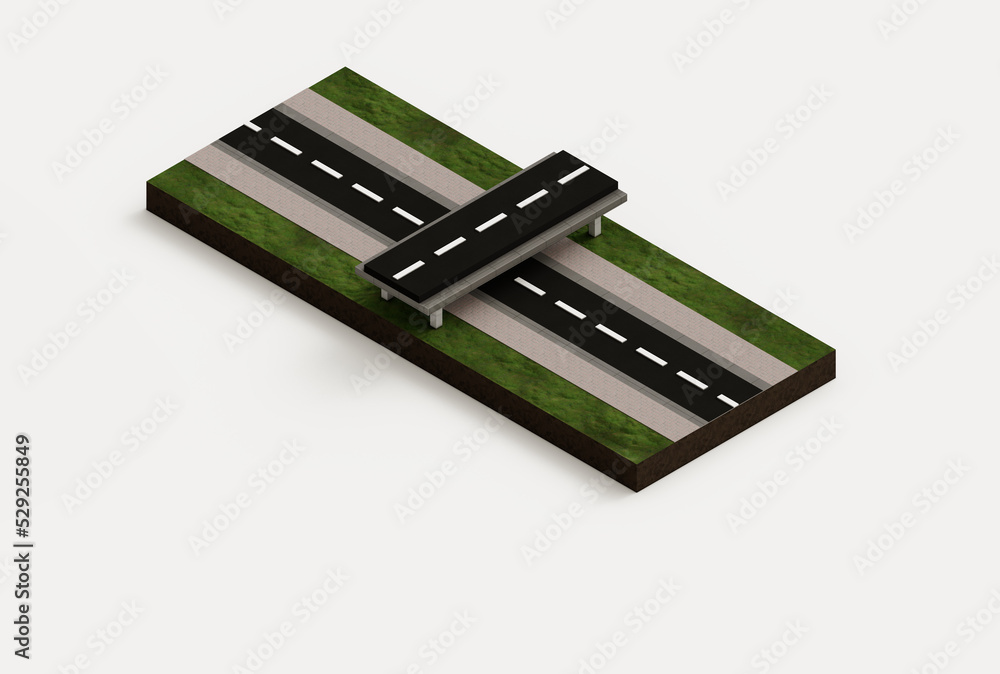 Realistic Asphalt road structure cross section diagram in Isometric ...