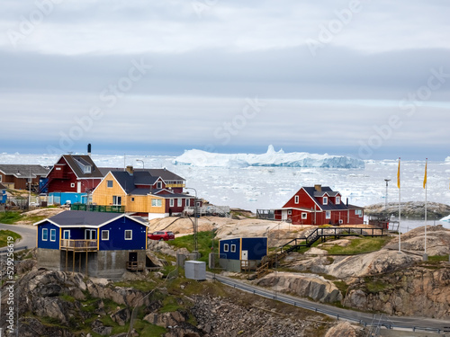 Ilulissat, formerly Jakobshavn or Jacobshaven, in western Greenland north of the Artic Circle. photo