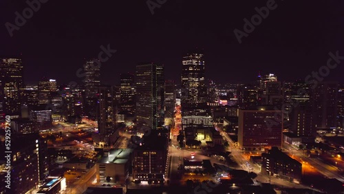 Wallpaper Mural Aerial view of downtown Denver at night. Buildings of Denver from top view. Business center of Denver on evening time.   Torontodigital.ca