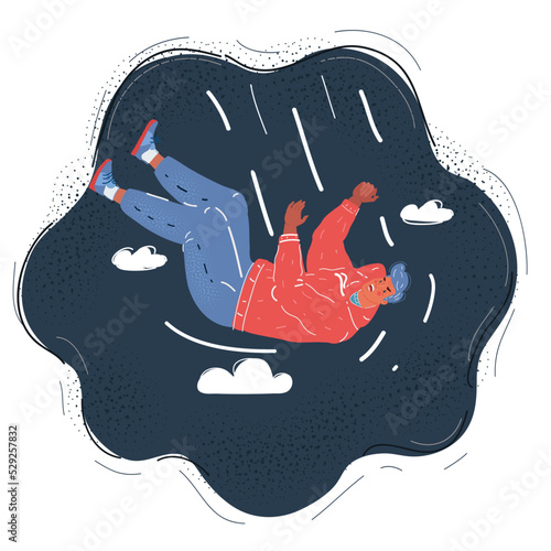 Vector illustration of falling man at his dark days