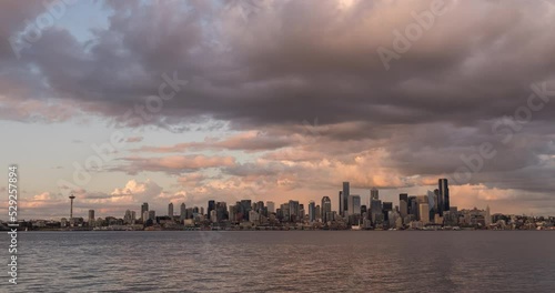 Downtown cityscape sunset timelapse