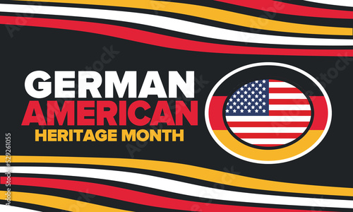 German-American Heritage Month. Happy holiday celebrate annual in October. Germany and United States flag. Culture month. Patriotic design. Poster, card, banner, template. Vector illustration