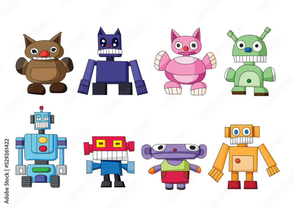 robot character design monster creative isolated and toy colorful cute illustration vector
robot character design monster creative isolated and toy colorful cute illustration vector