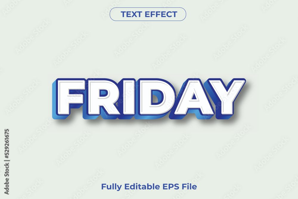 3D Friday Text Effect Design in Vector