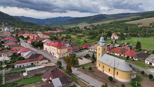 Aerial view of the village of Mnisek nad Hnilcom in Slovakia photo