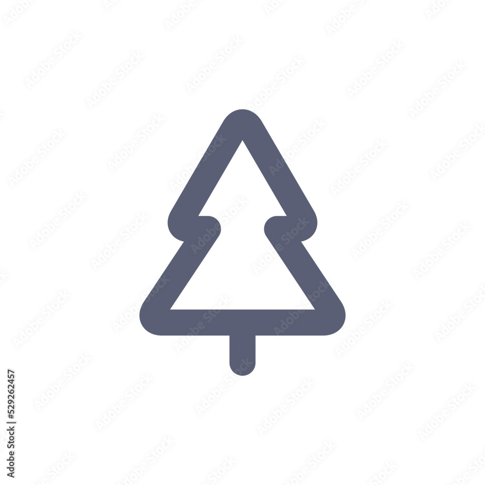 Merry Christmas and New Year flat winter abstract fir tree icon. Vector illustration isolated on white background. Minimal noel invitation design