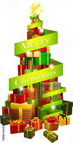 Gifts tree with Merry Chris...