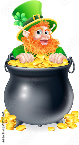 Leprechaun and pot of gold photo