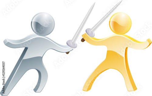 Fencing concept of two peop...