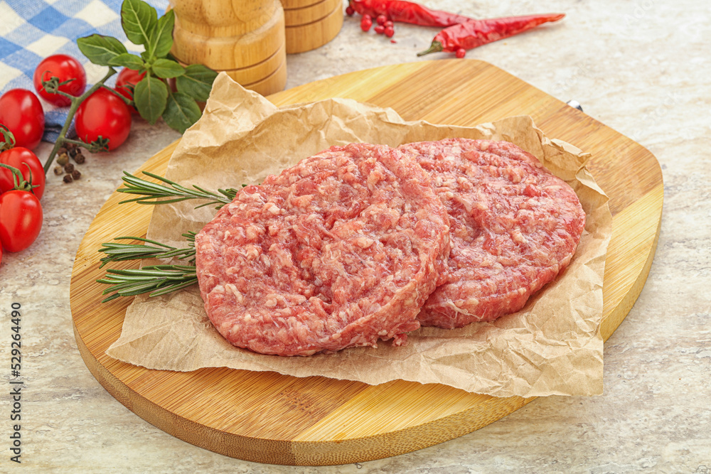 Raw pork cutlet for burger Raw pork cutlet for burger