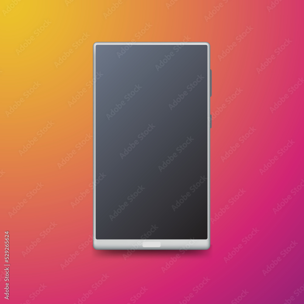 Blank Smart Phone With Colorful Background Mockup Vector Illustration Template