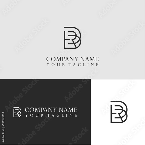 Abstract initial letter R and B logo,usable for branding and business logos, Flat Logo Design Template, vector illustration
