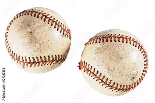 Baseball isolated on white background for retro vintage style ball used in sport closeup