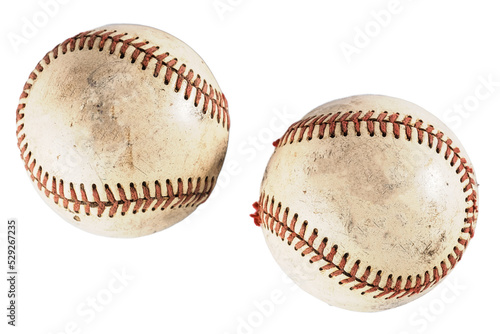 Photography Baseball isolated on white background for retro vintage style ball used in sport