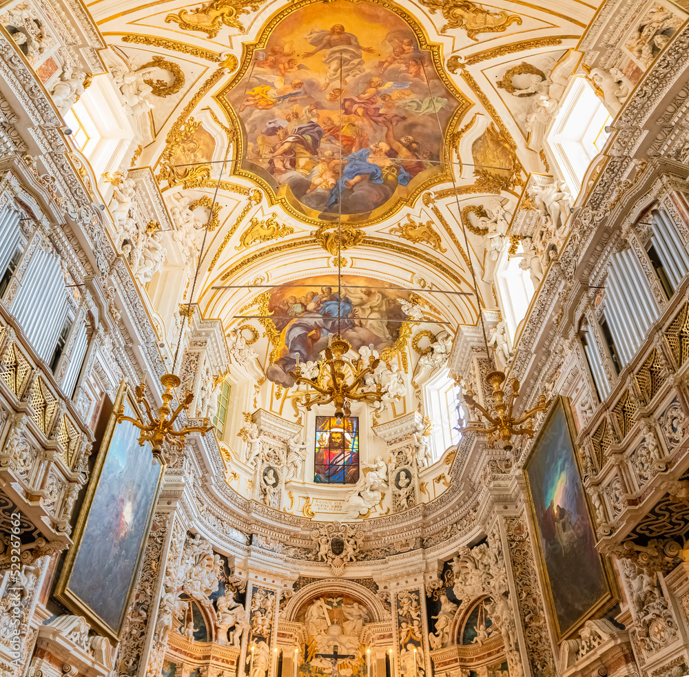 Vue de l'intérieur de l'Église du Gesù de Palerme, Sicile.