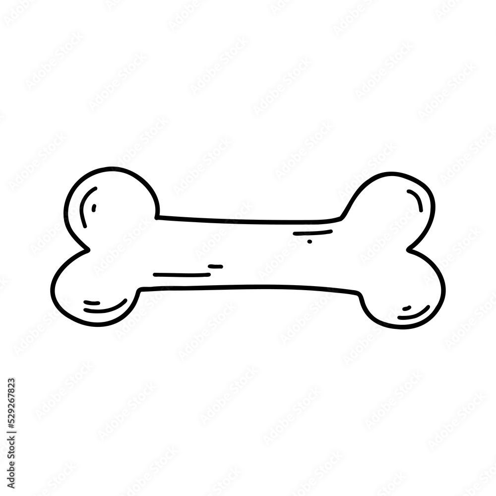 Doodle bone, Halloween element, dog food. Vector sketch illustration