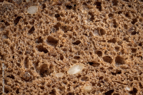 closeup of bread texture. dark whole grain bread