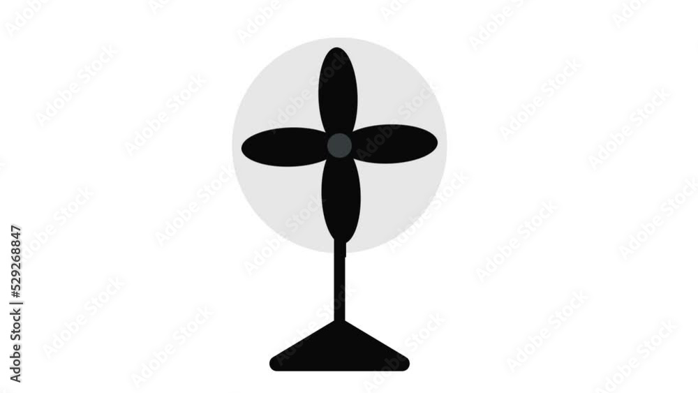 animated black fan moving around and blowing wind animated black fan moving around and blowing wind
