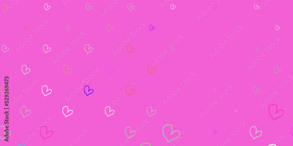 Light Gray vector background with Shining hearts.