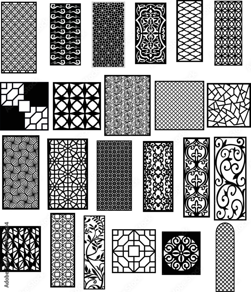 Jali design for graphic and CNC.router Geometric laser cutting vector ...