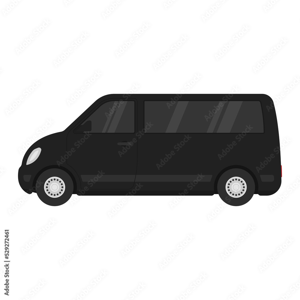 Minivan icon. Passenger small minibus. Color silhouette. Side view. Vector simple flat graphic illustration. Isolated object on a white background. Isolate.