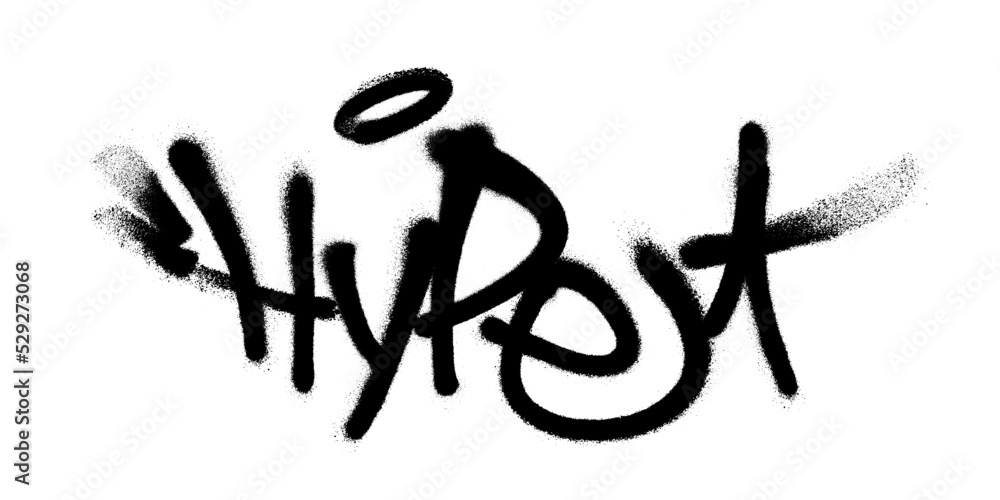 Sprayed hype font graffiti with overspray in black over white. Vector illustration. Sprayed hype font graffiti with overspray in black over white. Vector illustration.