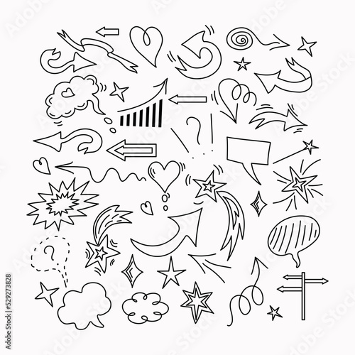 Wallpaper Mural Vector doodle elements set, black on a white background. Arrows, heart, love, star, items for conceptual design. Torontodigital.ca