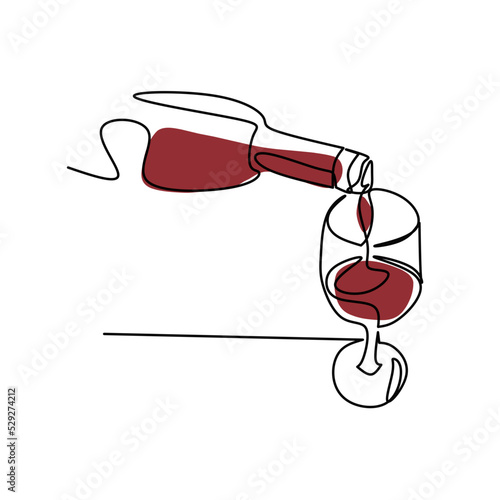 Vector illustration of a glass of wine in line art style