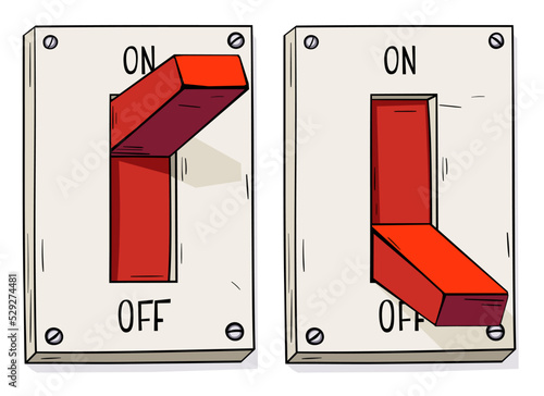 Hand drawn electric switch: On and Off