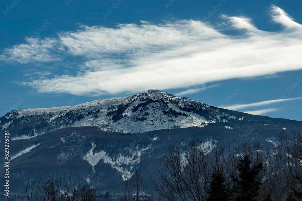 Winter view of Vitosha Mountain on the outskirts of Sofia, Bulgaria 