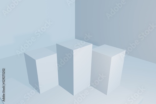 3D render mockup of product podium display.Stand with geometric shapes for product