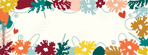 Fotografija Frame, banner from simple botanical vectorial elements are flowers and leaves ab