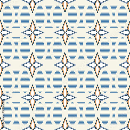 Geometric seamless pattern background. Scandinavian design in beige, blue, turquoise tones. Print for home textile, wallpaper, fabrics, cover.