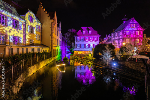 Colored houses at the famous Christmas market in Colmar in France.