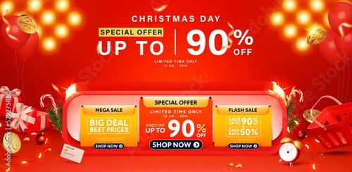 Christmas sale banner background template design for web or social media.
