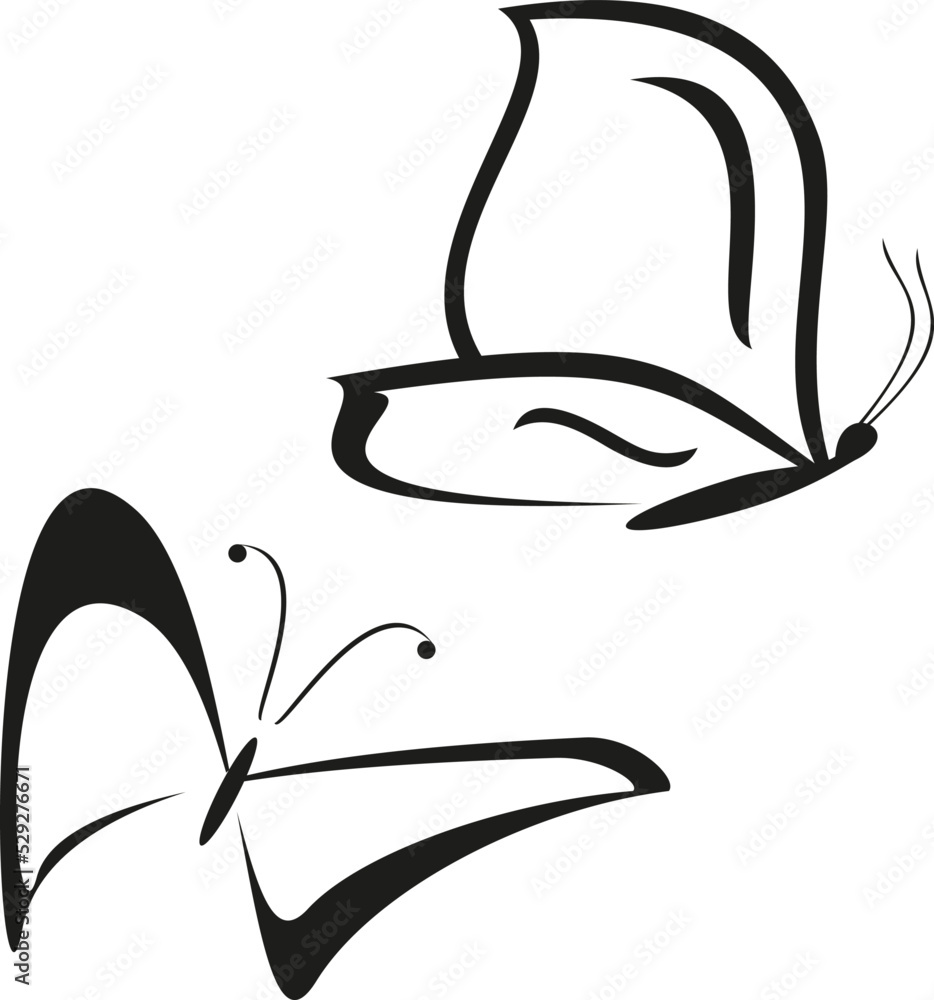 Vector black butterfly. Vector illustration Stock Vector | Adobe Stock