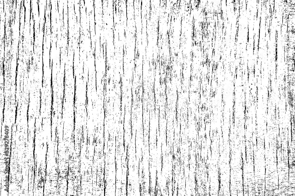 Obraz premium Distressed wood texture. Black grainy texture on white background. Dust overlay textured. Grain noise particles. Rusted white effect. Grunge design elements. Vector illustration, EPS 10.