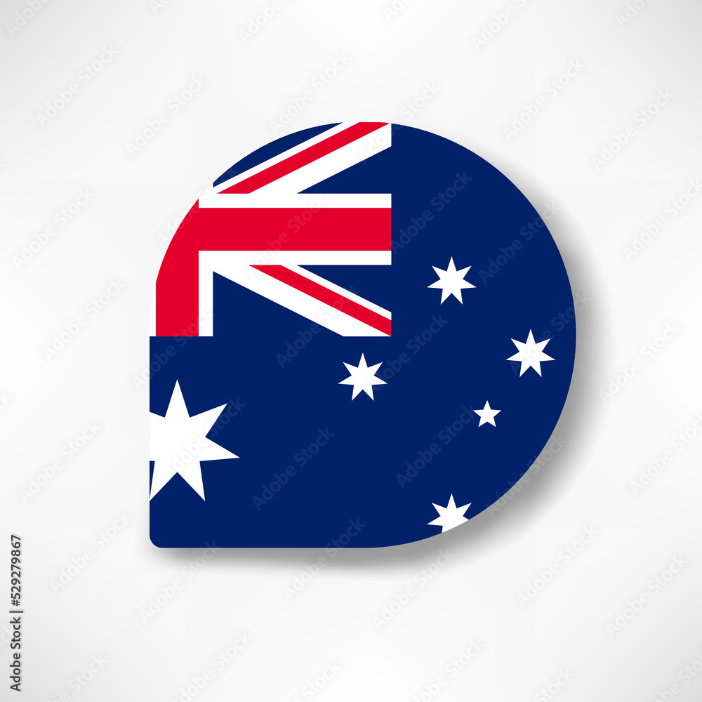 Australia drop flag icon with shadow on white background. Australia drop flag icon with shadow on white background.